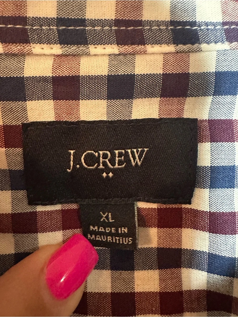 J. Crew Men's Red, Blue & White Gingham Button-Down Shirt Size XL